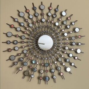 Sunburst Wall Mirror with Multicolor Accents